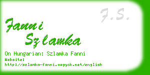 fanni szlamka business card